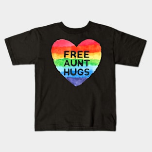 Free Aunt Hugs LGBT Flag Pride Awareness Month Pride Kids T-Shirt